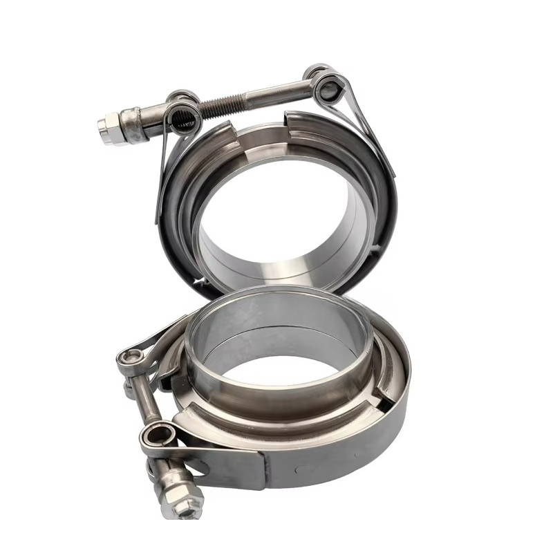 Exhaust V Band Clamp Flange Kit Stainless - Klem V Standar dengan Pengait Cepat,