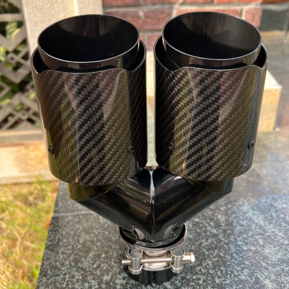 Exhaust Tips Dual Outlet Carbon Fiber 63Mm - Ujung Knalpot Serat Karbon Model Y,