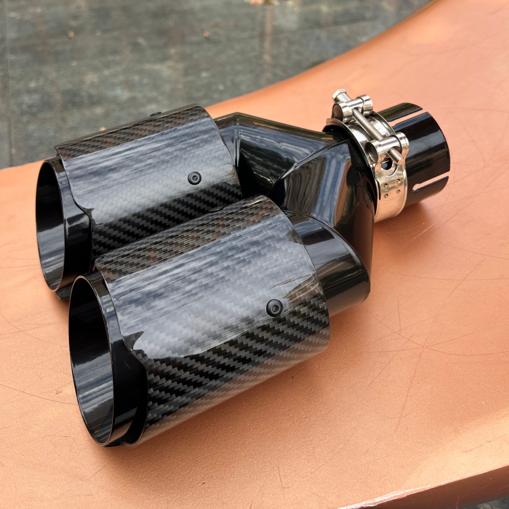 Ujung Knalpot Serat Karbon den - Exhaust Tips Dual Outlet Carbon Fiber 63Mm ulasan dan harga