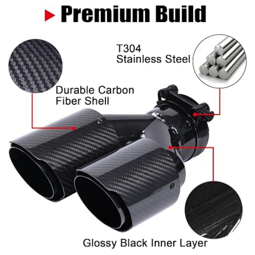 Ujung Knalpot Serat Karbon den - Exhaust Tips Dual Outlet Carbon Fiber 63Mm ulasan dan harga