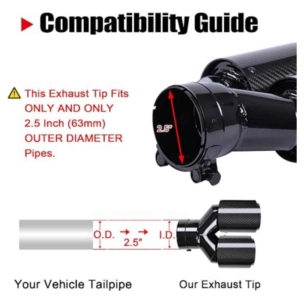 Ujung Knalpot Serat Karbon den - Exhaust Tips Dual Outlet Carbon Fiber 63Mm ulasan dan harga