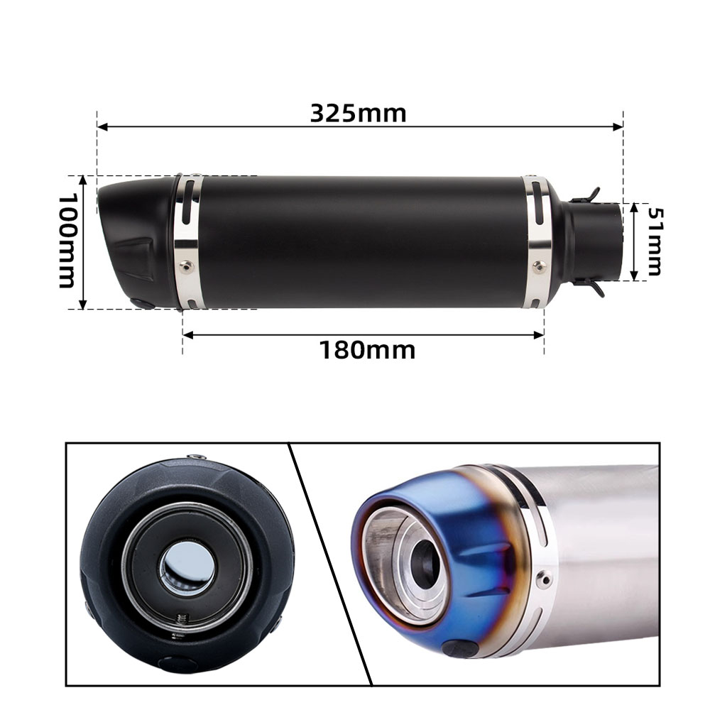 Knalpot Motor Universal 51mm d - Exhaust Muffler Stainless Steel Universal ulasan dan harga