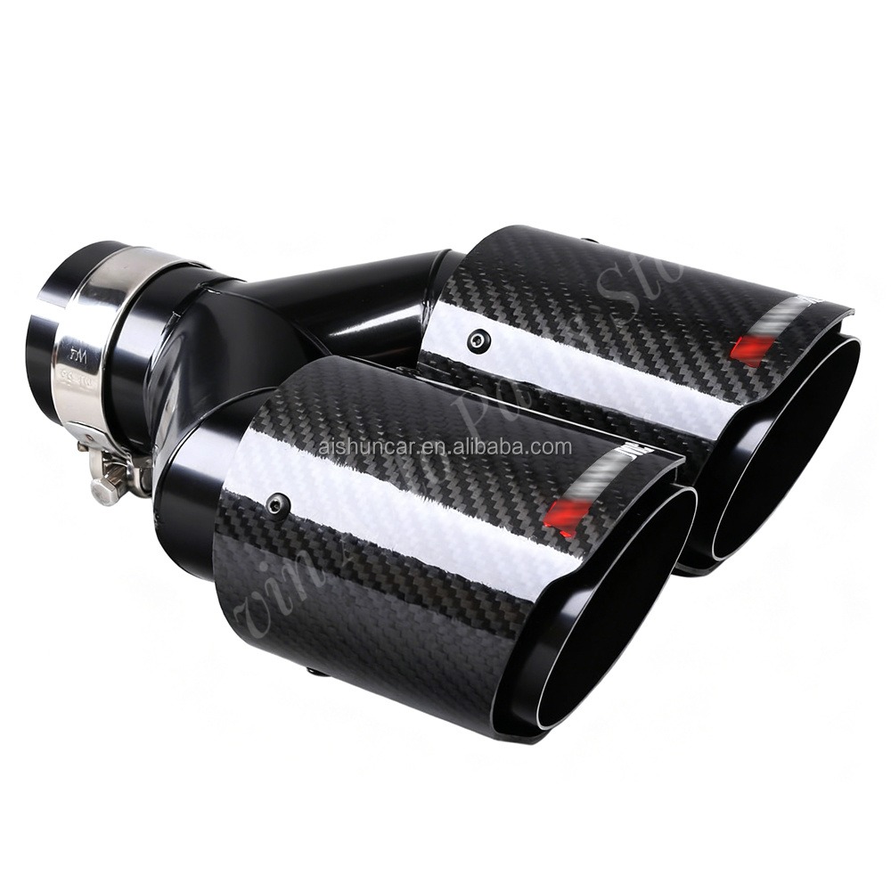 Ujung Knalpot Ganda Universal, - Exhaust Tips Dual Outlet Carbon Fiber 63Mm ulasan dan harga
